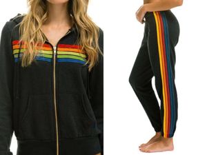 Damen -Trailsuits Frauen Langarmjacke Hose Regenbogen Set Sport zwei Stücke Anzug Outfit Harajuku Frauen lässig Anzüge