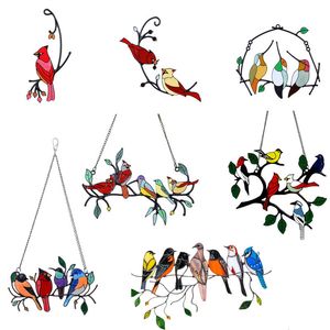 Decorative Objects Figurines Colorful Bird Panel Pendant Wall Decor Hanging By The Window Birds Art Pendants Home Decoration Crafts Mother's Day Gifts 230814