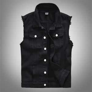 Men's Vests Fashion Casual Black Hooded Sleeveless Vest Denim Jacket Street Punk Style Multiple Size Options M6XL 230812