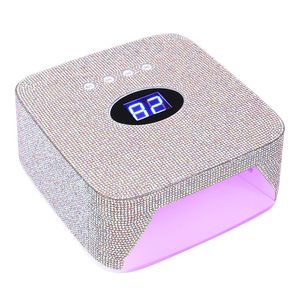 Nail Dryers Luxury Rechargeable Nail Lamp with Rhinestones Cordless Gel Polish Dryer 54W SUN UV Light for Nails Wireless Nail UV LED Lamp 230814