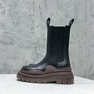 Black Brown Chelsea B V Boots Luxury Designer Mid-Ben Leather Boots British Style Motorcykelstövlar Utomhus Rider Boots Mens and Womens Boots Storlekar 35-46 +Box