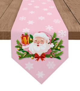 Bordslöpare jul jultomten pine nål snöflinga rosa bordslöpare bröllopsdekor bordduk semesterfest hem matbord dekor 230814