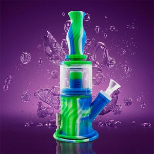 Waxmaid Double Percolator Rura wodna silikonowa Bongs Wax Oil Hookah Multi Funkcja 4 w 1 Certyfikowana żywność BEAKER US Warehouse Retail Order Bezpłatna wysyłka