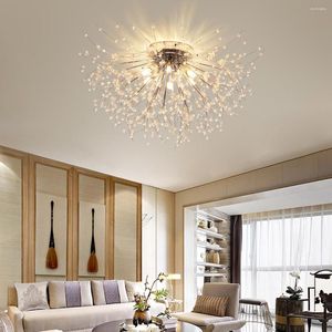 Chandeliers Ganeed Firework Modern LED Crystal Ceiling Light Fixtures 6 G9 Chrome 4000K Lamp For The Bedroom Livingroom