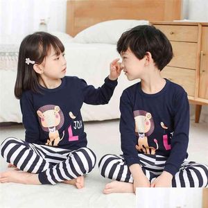 잠옷 tuonxye children fl sleeve set 여자 부끄러워 고양이 아이면 잠옷 여자 pijama 아기 아이스 몽유병 의류 210729 드롭 델리 dh108