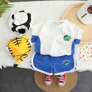 Kläder set mode sommar baby pojkes kostym casual kläder ren bomull t-shirt kort 2 st/set småbarn baby kläder flickor spädbarnsspår