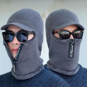 Boinas de boinas de chapéu de lã quente de inverno Proteção ao ar livre Proteção de bicicleta grossa Visores à prova de vento Tide Gorras