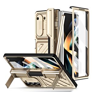 Caixa telefônica do Slider Slider Vogue de luxo para Samsung Galaxy Dobring Z Fold5 Fold4 5g Invisível Bracket Membrana Proteção da dobradiça Dobra conchada com porta de caça -caneta escondida