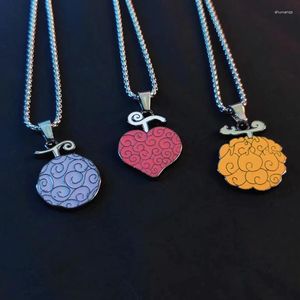 Keychains 10st/Lot Anime One Piece Halsband för män Devil Fruit Pendant Metal Ace rostfritt stålkedja smycken Tillbehör Kvinnor