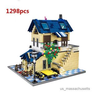 Blöcke City Architecture Villa Cottage Model Bausteine ​​Kompatible Freunde Strand Hütte Modular Home House Village Bauspielzeug R230814