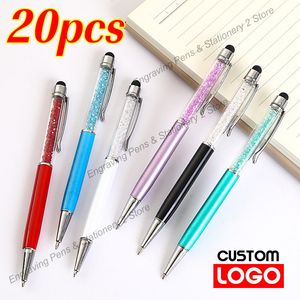 Bollpoint pennor 20 st parti Crystal Metal Pen Fashion Creative Stylus Touch för att skriva brevpapper Office School Gift Free Custom 230814