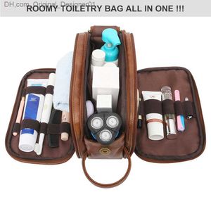 Men's toilet bag large travel shaving Dopp kit waterproof bathroom toilet organizer PU leather cosmetic bag Z230815