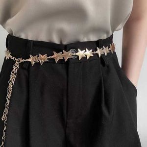 أحزمة Metal Star Belt for Women Fashion Discal Design Design Dress Dressal Girdle Retro Trend Trend Weist Thin Thin