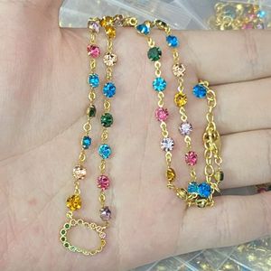 Pendant Necklaces Colored stone designer necklace women best matched wedding gift jewelry necklace Sweater Chain CGN2 --03
