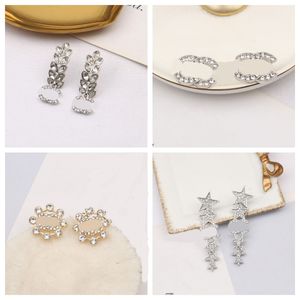 Classic Designers Letters Stud Gold Plated Sier Women Crystal Rhinestone Pearl Earring Jewerlry Accessories Gift 20style