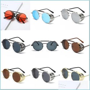 Occhiali da sole Designer di lusso Donne da uomo Mens Brand Fashion Frame laterale Round Vintage Retro Steampunk Gothic Hippie Circle Glasses Drop Dh5as