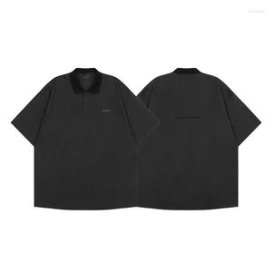メンズポロス2023サマーポロシャツ高品質のコットンヒップホップストリートウェアポケットカジュアルトップ