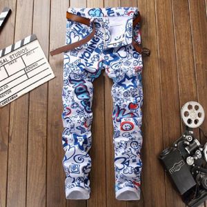 Men's Jeans Men's Jeans European-American Style Digital Printing Men's Slim Jeans Fashion Stretch Small Foot Jeans Simple Casual Jeans 230814