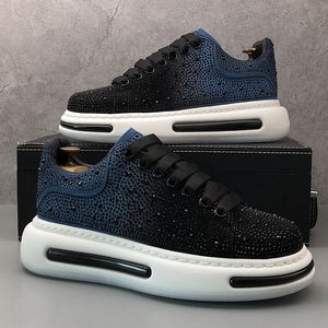 Skor festklänning bröllop italiensk designer mode diamanter vulkaniserade sport avslappnade sneakers runda tå tjock botten affär fritid promenad loafers d18 494