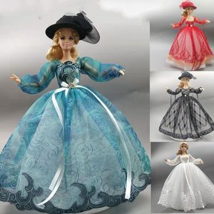 Dolls 16 BJD Clothes For Barbie Dress Bowknot Puff Sleeve Wedding Gown For Barbie Doll Outfits Princess Dollhouse Accessory Toy 11.5" 230814