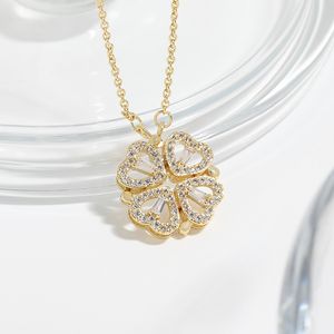 Colares pendentes de designer de moda de trevo para mulheres ímã de cristal amor coração Colar de aço inoxidável colar prata Tiffanyany Crystal Diamond Jewelry