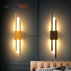 Wall Lamps LED Bedroom Wall Lamp Wall Sconces Copper Line Pipe Acrylic Lampshade Indoor Lighting for Living Room Corridor Light Fixture HKD230814
