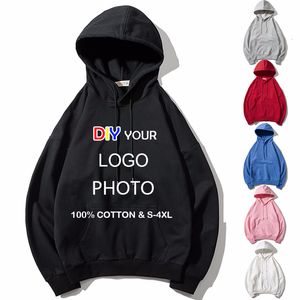 Men's Hoodies Fashion Sweatshirts Men Women Custom Hoodies DIY Text Print Hooded Hoodie Individuation Customized Sweatshirt Cotton High Street Wear