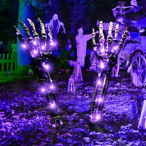 Other Event Party Supplies Skeleton Arm Stakes Waterproof Battery Operated Purple Lighted with 40 LED Realistic Scary 230814