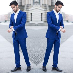 Men's Suits Tailored Made Business Men For Wedding Groom Tuxedos Royal Blue Blazer 2Piece Slim Fit Terno Masculino Trajes Para Hombre