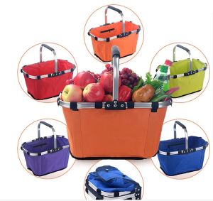 Partihandel vikbar Eco Shopping Borge Carry Bag Folding Aluminium Frame Collapsible Organization Storage Basket Mayitr House Supermarket LL