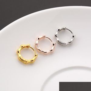 Hoop Huggie Punk Bamboo Design Small Earrings Gold Sier Color Korean Men Women Loops Earring For Male Female Party Jewelry 1827 Q2 D Dhrgb