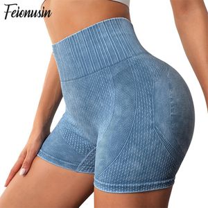 Yoga outfit sömlös stickad skinka sportshorts kör fitness byxor tätt snabba träning kvinnor 230814