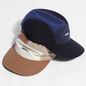 Boll Caps 5 Paneler Baseball Cap Japanese Style Classic Flat Bill Hat Cotton BRIM -knapp justerbar snapback