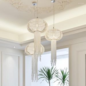 Candeliers pingentes de luzes Lâmpada LED moderna lustre de cristal lustre de água em forma de iluminação decorativa para a ilha da sala de estar