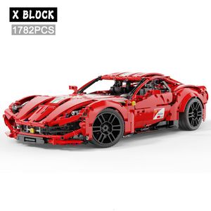 Blocks MOC 66207 Teknisk Super Racing Car Building MOC Statisk modell Högteknisk montering Fordon Set Boys Toys Gift for Children 230814