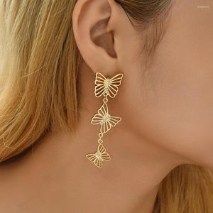Kolczyki Dangle Kolor Butterfly Owad dla kobiet Rhinestone Długie krople kolczyka moda koreańska biżuteria