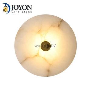 Wall Lamps Natural Marble LED Wall Lamp Round Shape Gold Metal Internal Wall Sconce Lighting for Living Room Bedroom Background Sconce HKD230814
