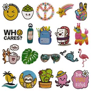 Nozioni 20 pezzi di ferro su patch di patch foglia ricamata ricamata da patch decorativo riparazione pianta di riparazione applique badge per zaini per abbigliamento