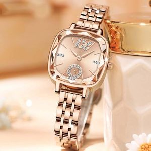 Wristwatches High Quality Cut Glass Square Dial With Diamond Inlaid Waterproof Women's Watch A For Elites