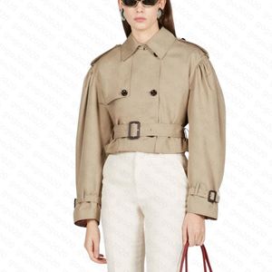 23SS FW Women Designer Jacket Bomullsjackor Trench Bluouson med Belt Designer Bomber Coat Girls Milan Runway Designer Topps Puff Sleeve Outwear Short Parka Outwear