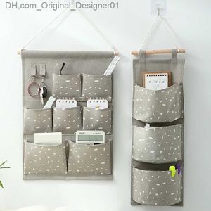 3/5/7 pocket cotton wall hanging storage bag Family room wardrobe door Sunshine clothing hanging bag bracket Cosmetic toy organizer Z230815