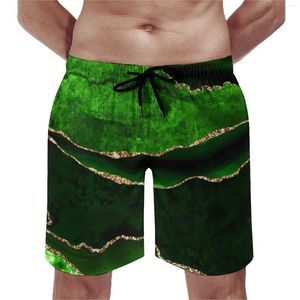Мужские шорты доски мраморные принципы Симпатичные плавающие сундуки зеленые и золотые мужчины быстро сухая спортивная одежда