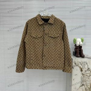 xinxinbuy men designer coat jacket denim double double letterjacquard生地長袖