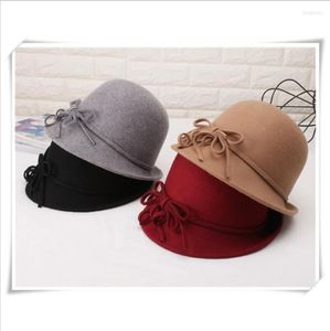 Beralar Yün Bowtie Halat Şerit Kova Şapkası Serin kış yüksek kaliteli güzel rahat tur 2023 Şapka Kadınlar için