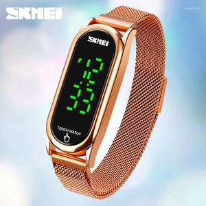 Zegarek skmei moda led Touch Screen Para Watch Bransoletka Bransoletka Magnes Net Red z wodoodpornym elektronicznym damskim elektronicznym