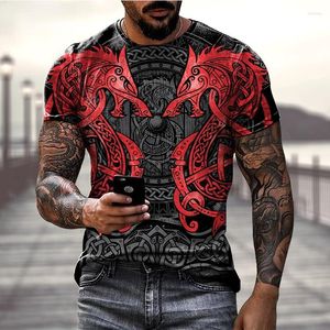 Herren T-Shirts 2023 Viking Tattoo Art 3D-Print-T-Shirts Vintage Herren Kleidung T-Shirt Hip Hop Casual Street Übergroßes Hemd für