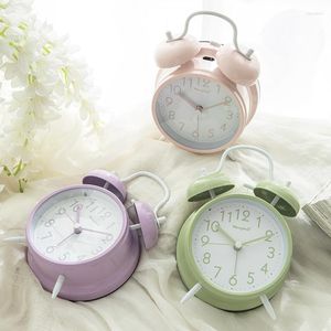 Relógios de mesa Warm Candy Candy Bell Clock Loud Lazy Bedside Night Light Silent Simple Moda para Escola Primária e Secundária