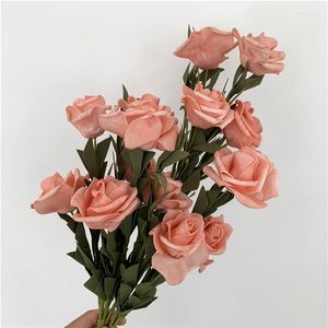 Dekorative Blumen Vintage künstliche Ins Rose Realistische Blume Hochzeit Braut Bouquet DIY gefälschte Partydekoration