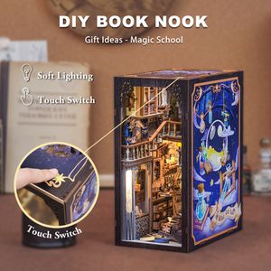 建築/DIYハウスCutebee DIY BOOK NOOKミニチュアドールハウスタッチライトダストカバーギフトのアイデア本棚インサートおもちゃ