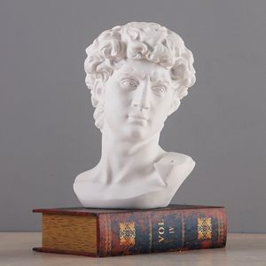 Decorative Objects Figurines 15CM David Head Bust Statue Mini Europe Michelangelo Home Decoration Resin Art Craft Sculpture Sketch Practice Gift Home Decor 230814